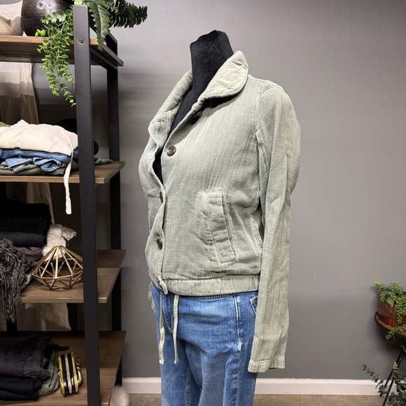 Standard James Perse light green button front jacket womens 1 small military - Picture 3 of 12